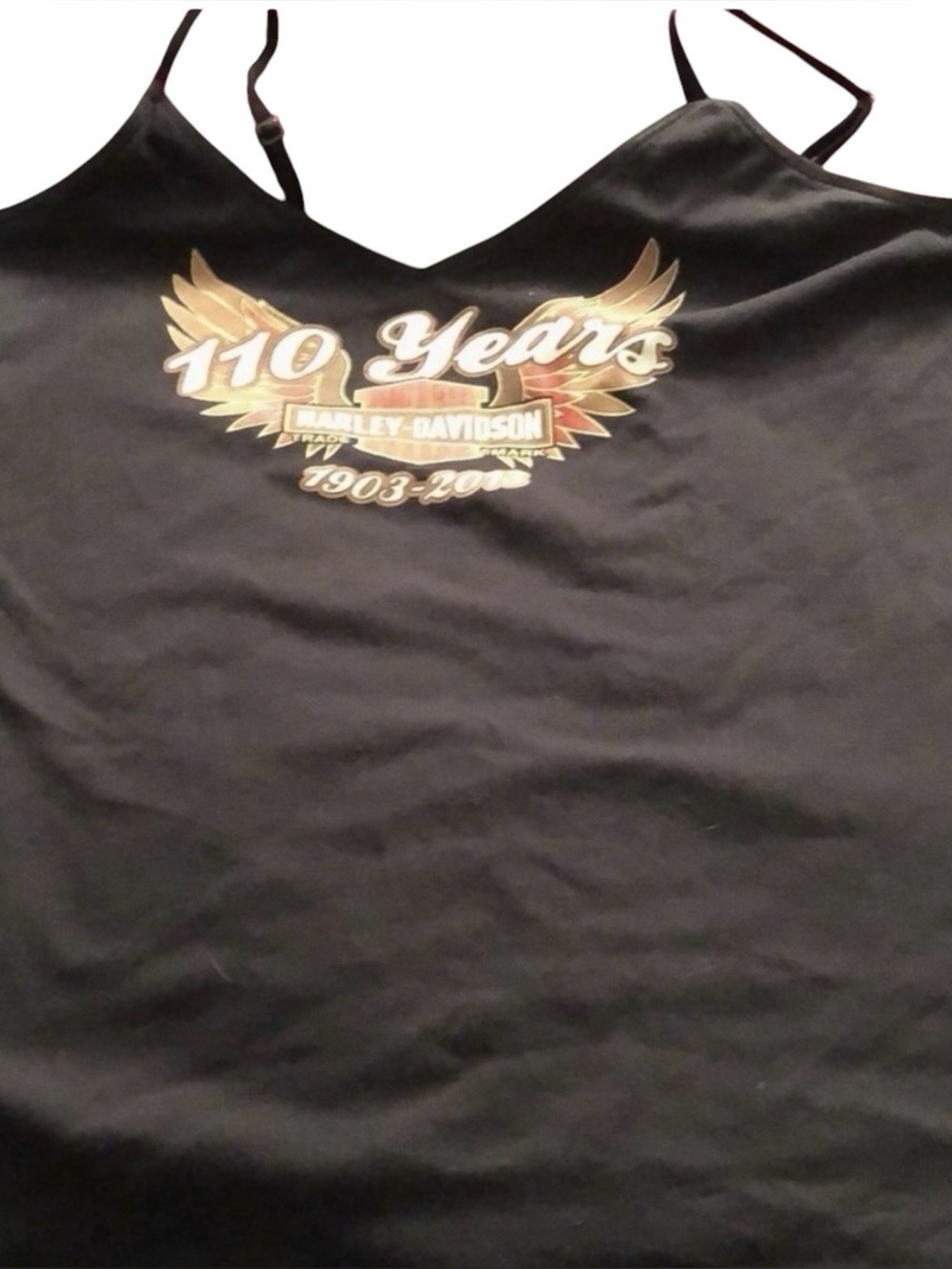 Harley Davidson size 1X black camisole / tank 110th  anniversary adjustable